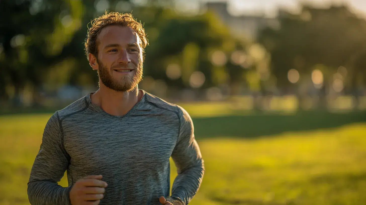 un homme fait son jogging dans un parc
