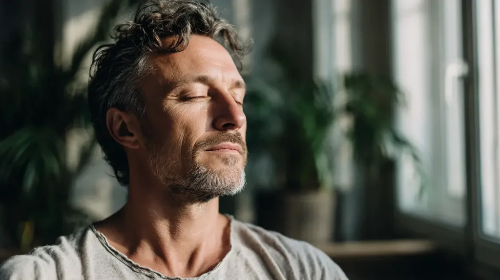 un homme se repose paisiblement
