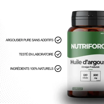 Sceau de qualité garantissant une huile d'argousier 100% pure, naturelle et sans additifs.