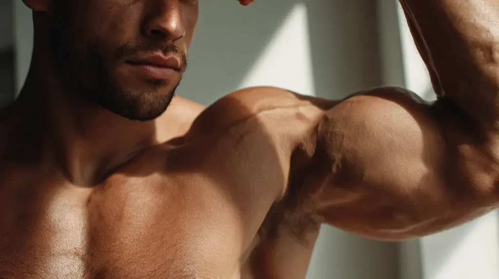 Muscle gonflé grâce à la rétention d'eau provoquée par la créatine