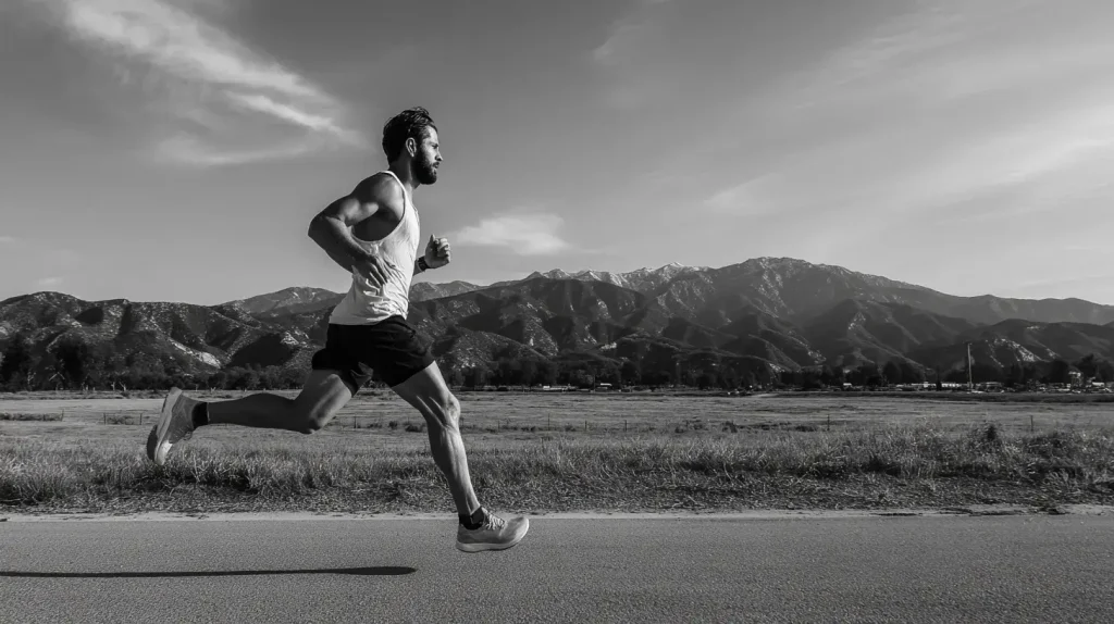 un homme court très vite grâce au gel course à pied