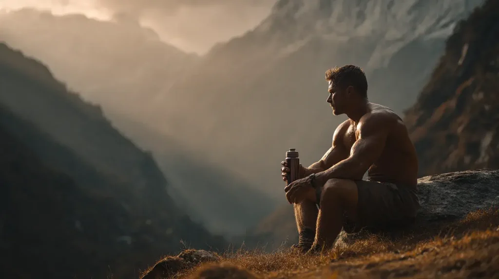 Homme profitant des bienfaits du shilajit en gélules sur la testostérone