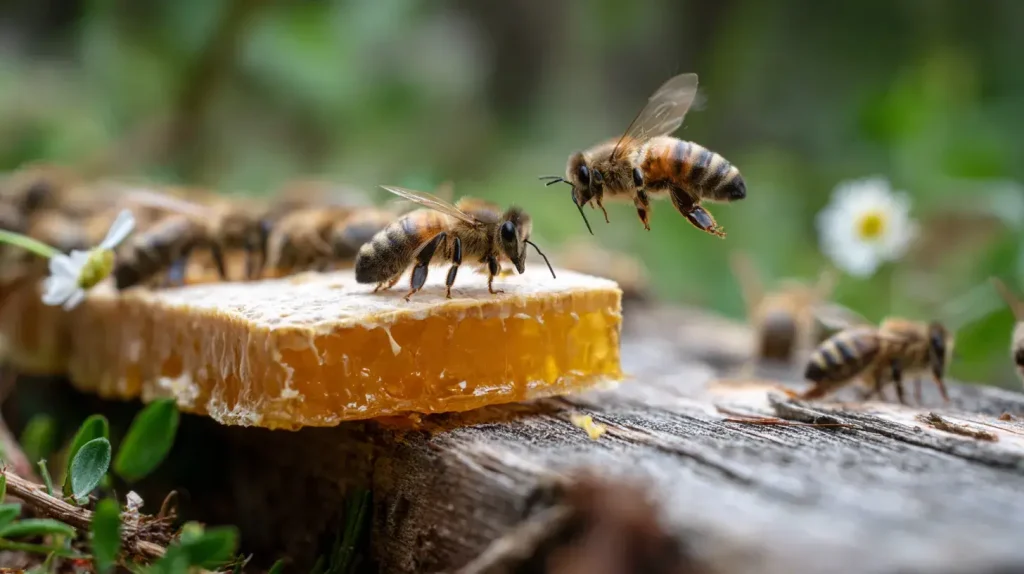 abeilles en train de récolter le miel