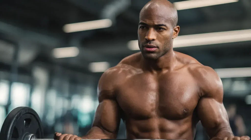 un homme fait de la musculation, il prend de la carnitine