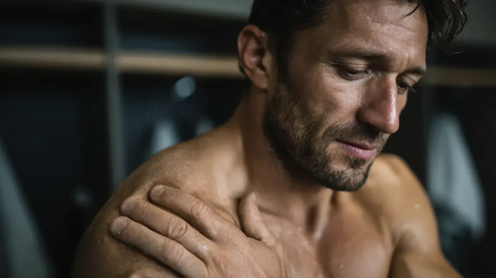 un homme à une douleurs tendinite épaule