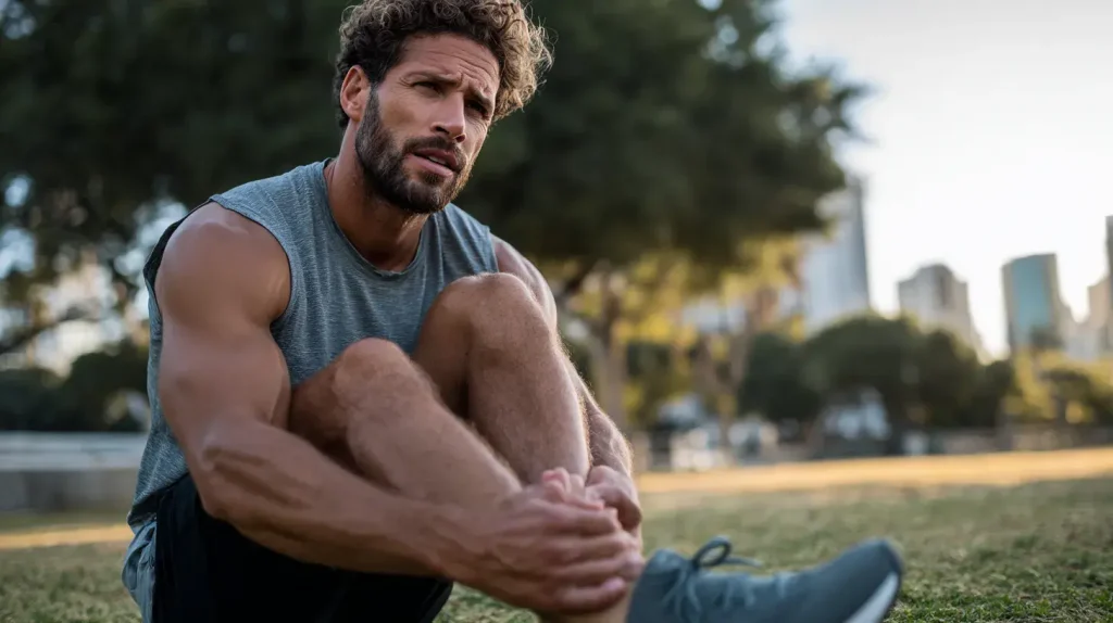 un homme à une fracture de fatigue du pied