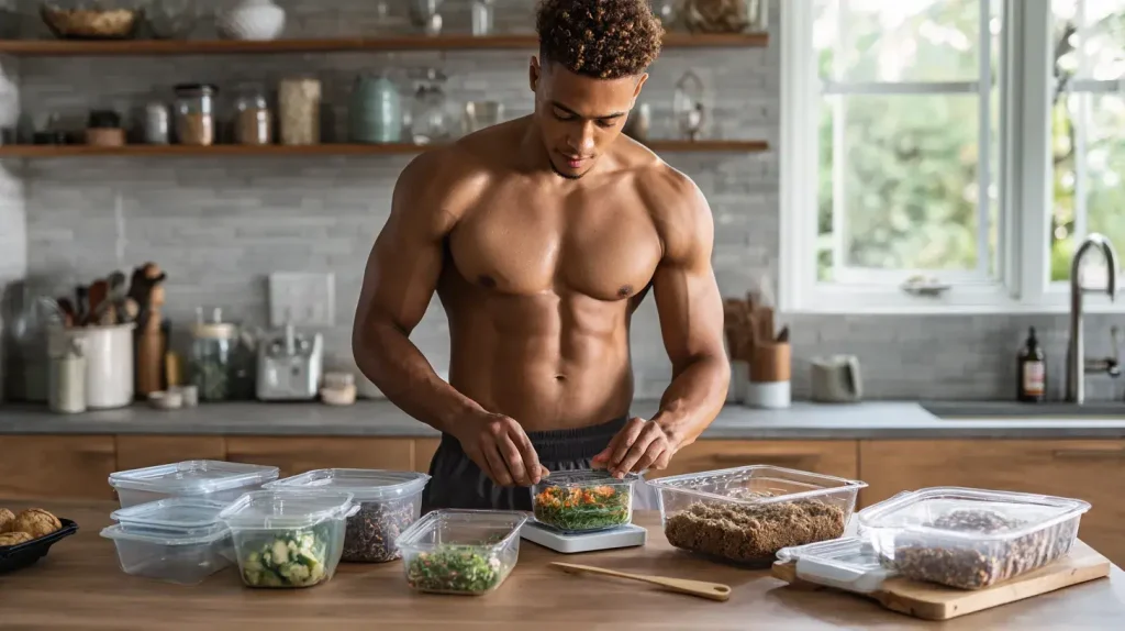 un homme cuisine pour sa sèche en musculation