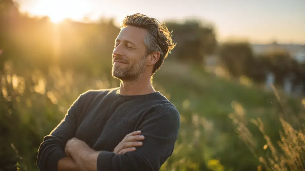 un homme est en parfaite santé grâce à la reine des près 