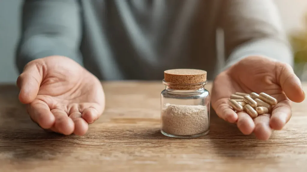 un homme tient de la glutamine
