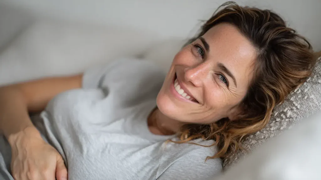 une femme digère confortablement l glutamine colon