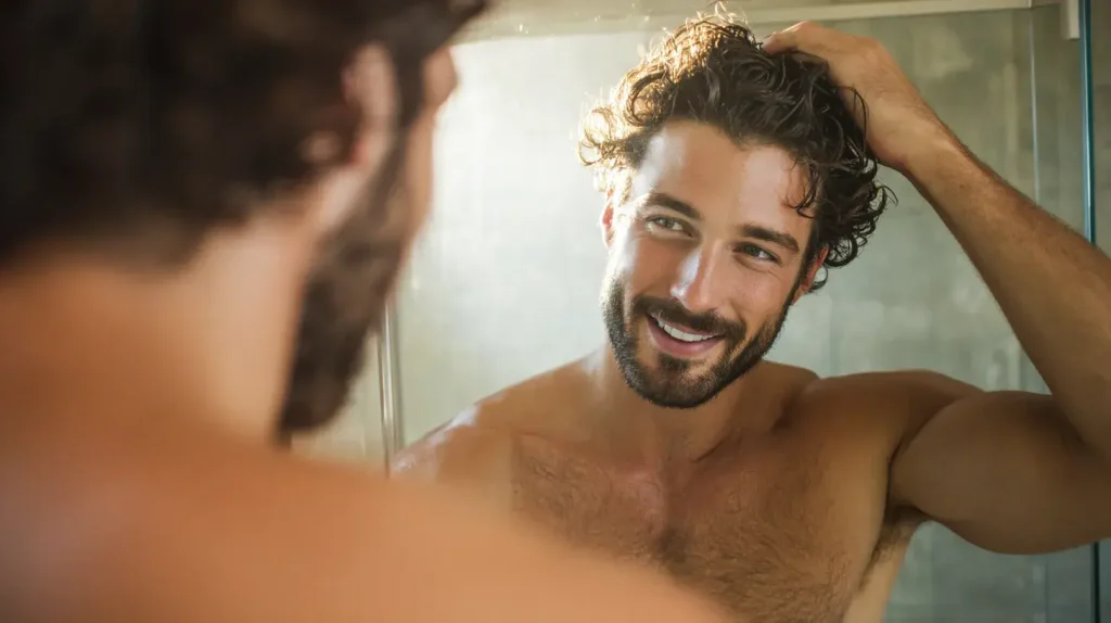 un homme à de beaux cheveux grâce aux omega 3