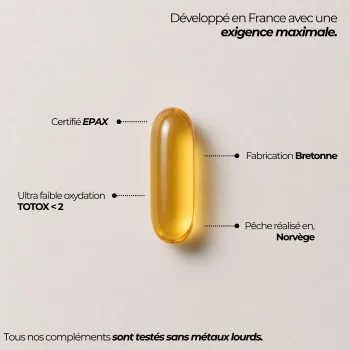 oméga 3 nutriforce fabriqués en bretagne a partir d'une huile de poisson péchés en Norvège