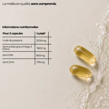 Composition des oméga 3 nutriforce france avec 1g d'oméga 3 bruts par gélules