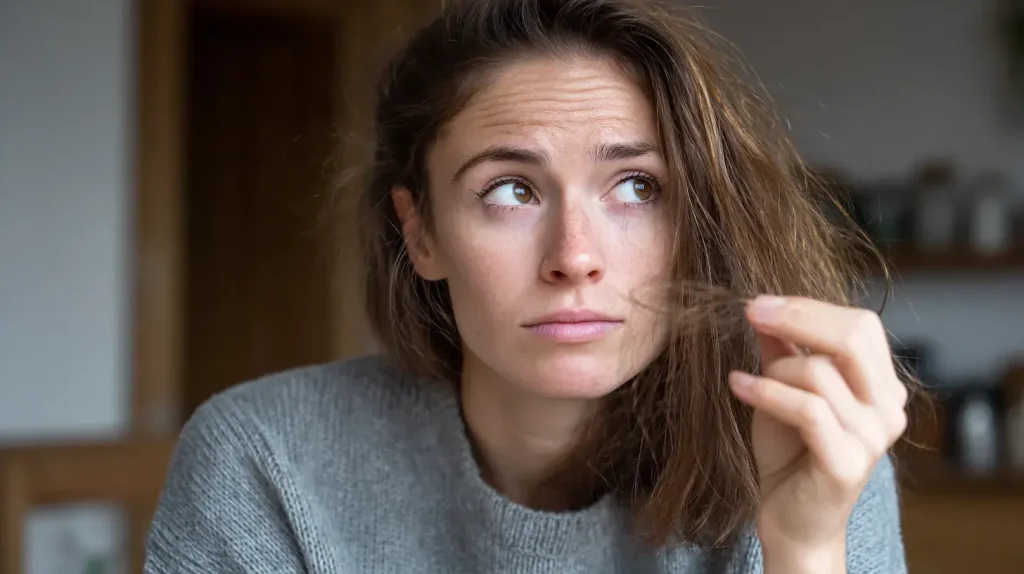 une femme entretient ses cheveux grâce à la racine d'orties