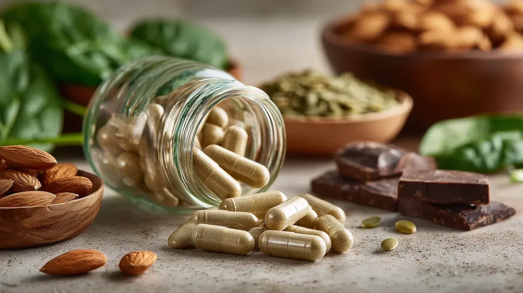 Complément alimentaire pour cure de magnésium avec aliments riches en magnésium