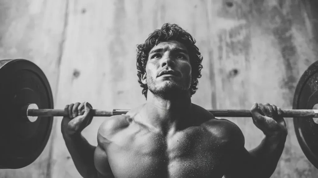 un homme fait du squat en pleine prise de masse