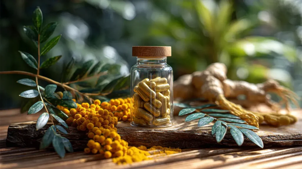 Berbérine et son danger pour le pancréas illustré par un complément alimentaire naturel en capsules