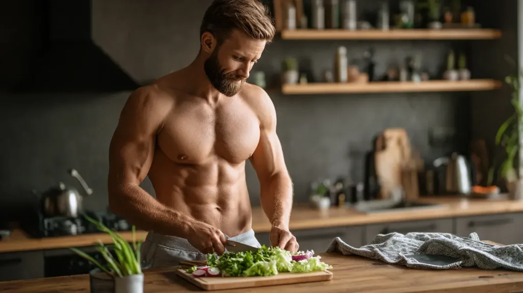 un homme cuisine pour accélèrer sa perte de poids