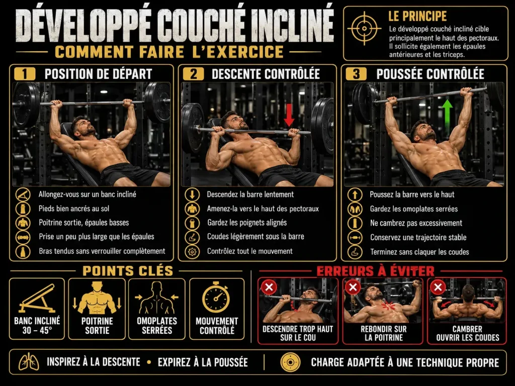 guide pratique pour réaliser le développé couché incliné