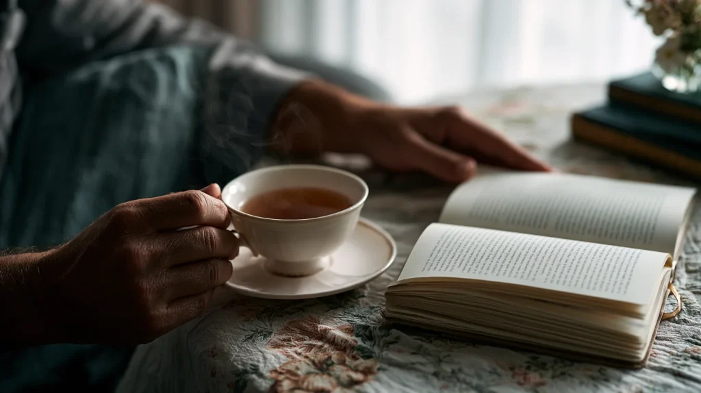 tasse de thé et livre