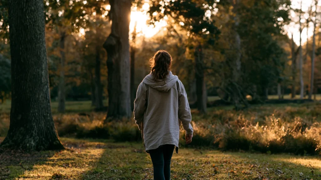 une personne marchant dans la nature