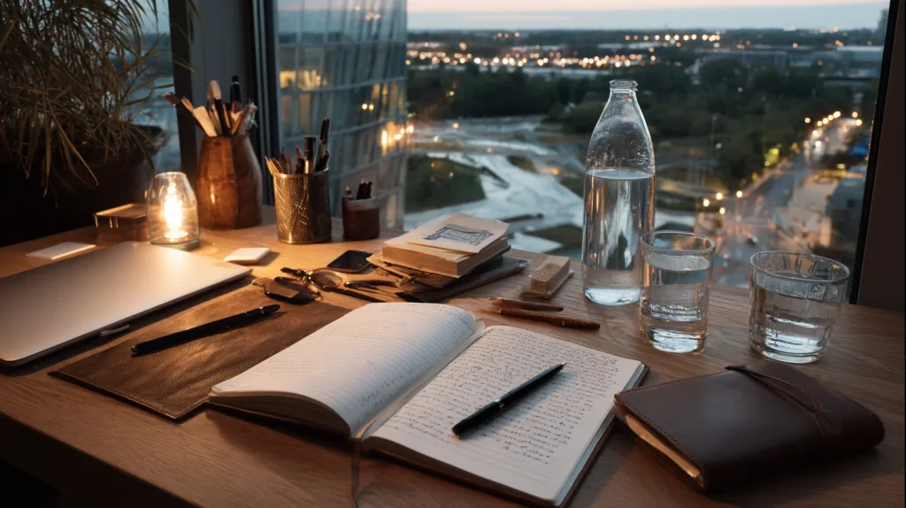 bureau bien rangé le soir