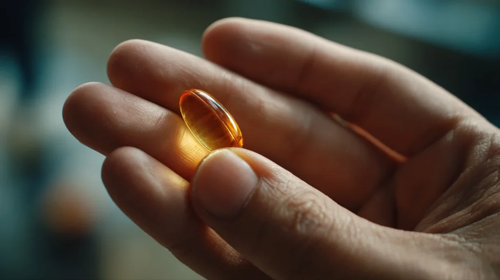 Capsule d'oméga 3 dans une main