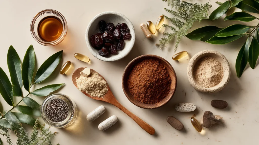 flat lay d'aliments naturels