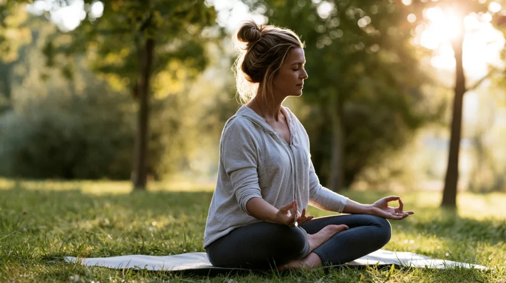 femme pratiquant du yoga en pleine nature
