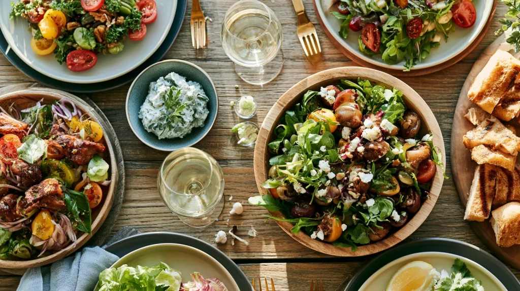 Table remplie d'aliments sains pour la santé
