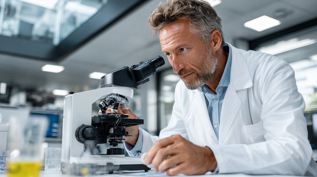 scientifique qui regarde quelque chose au téléscope