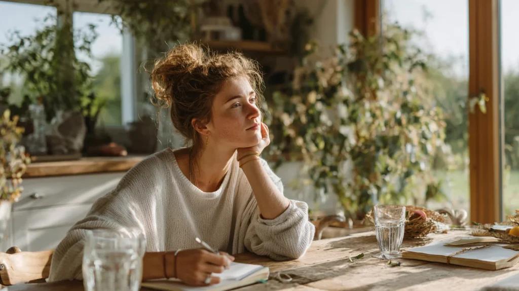 femme dans la nature entrain de réfléchir à sa vie