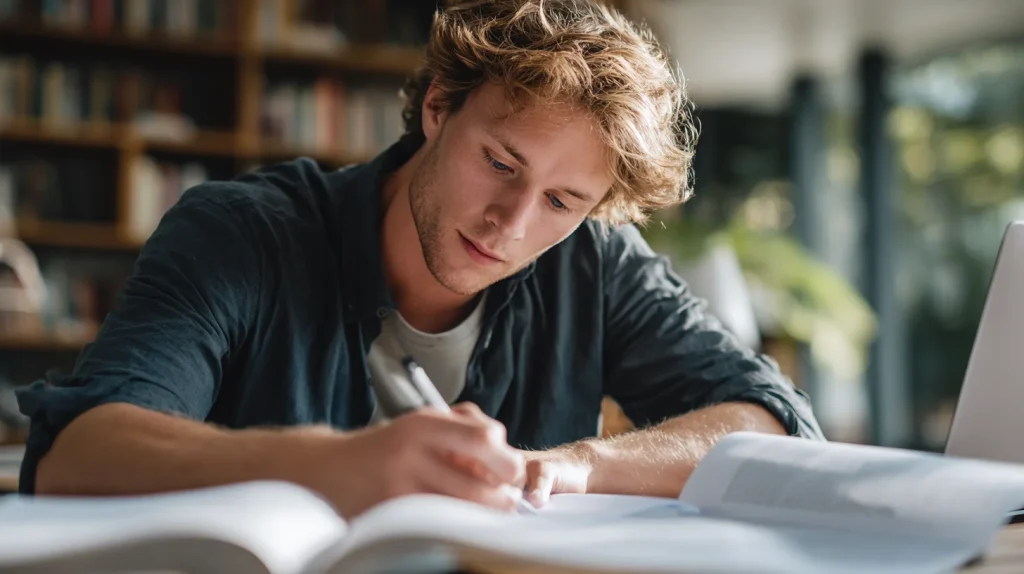 étudiant qui révise