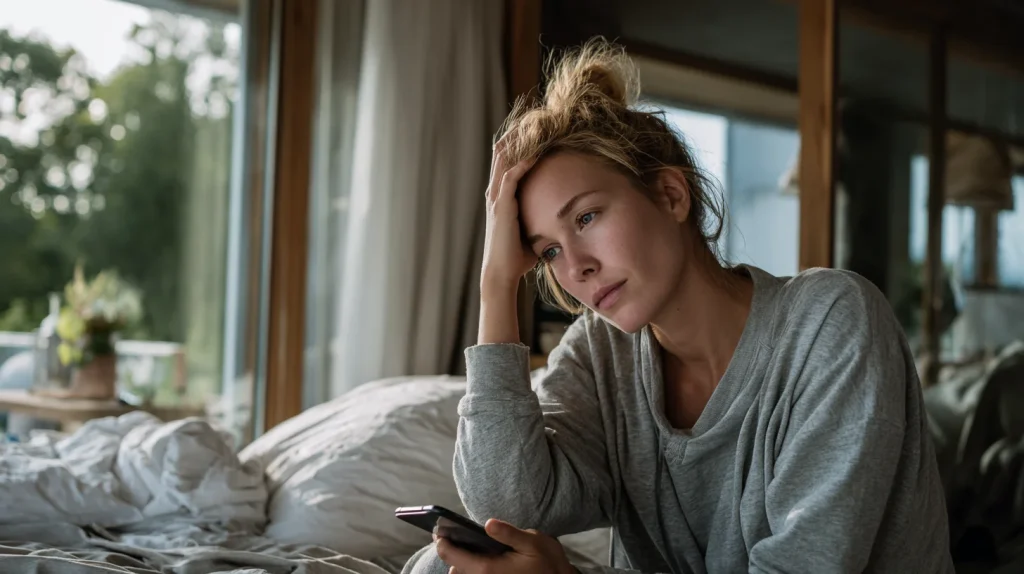 femme qui est fatiguée et est dans son lit