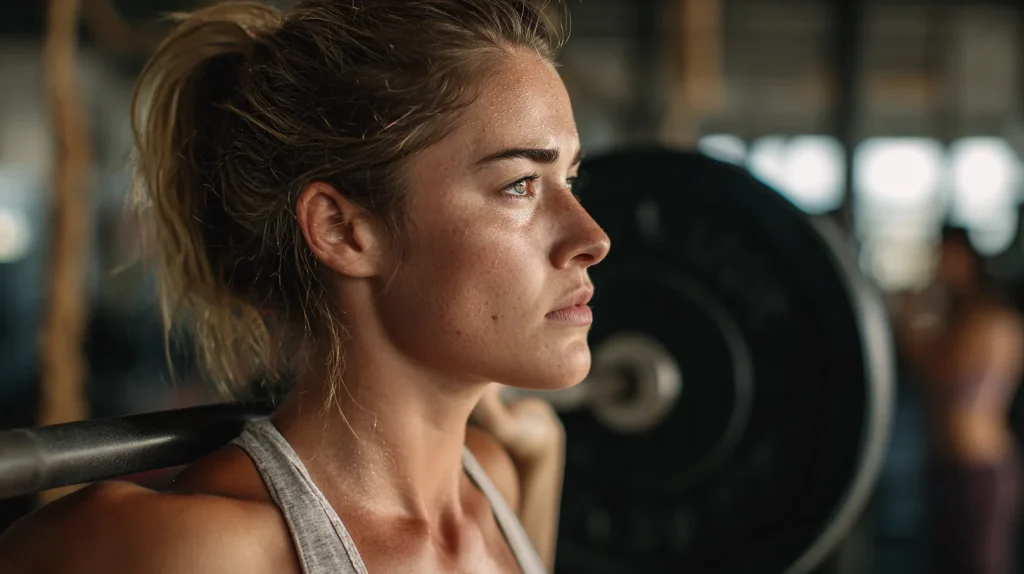 femme qui soulève une barre à la salle 
