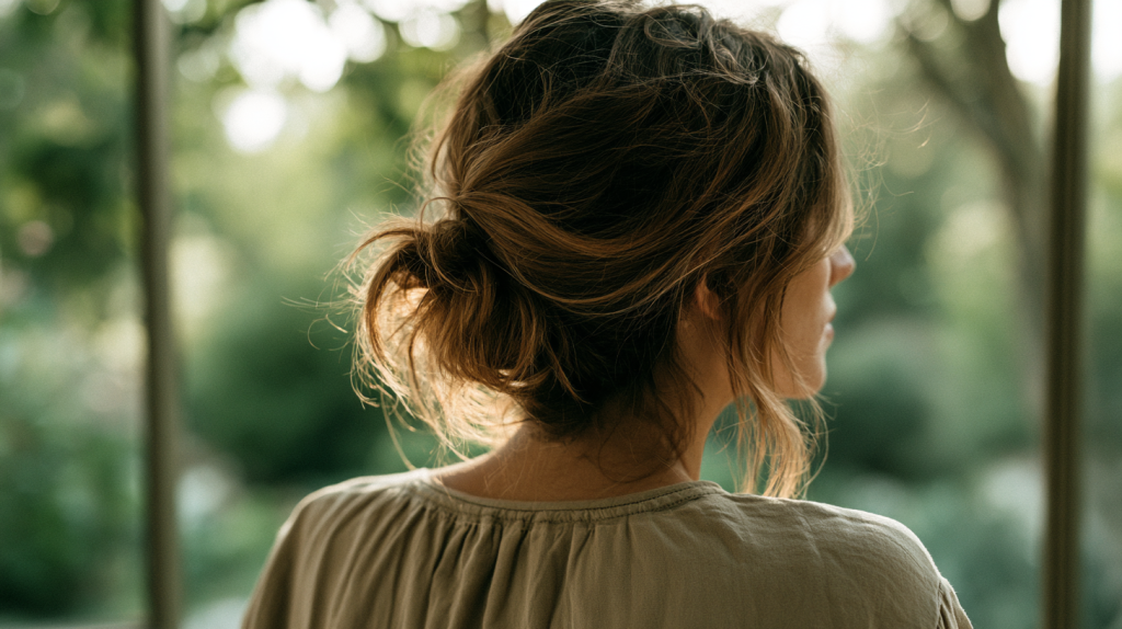 Femme de dos avec un chignon