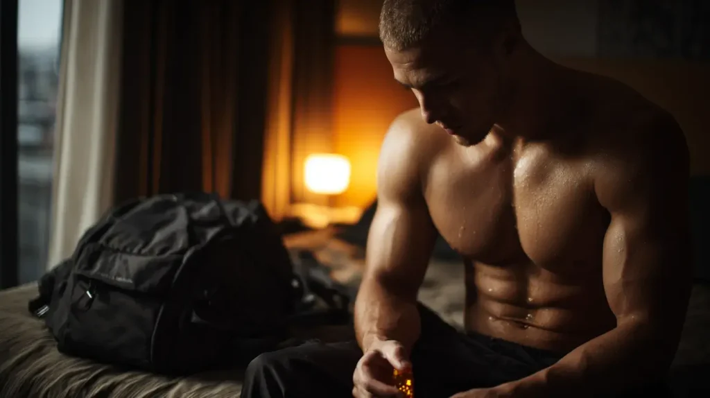 un homme prend son ashwagandha le soir avant de dormir
