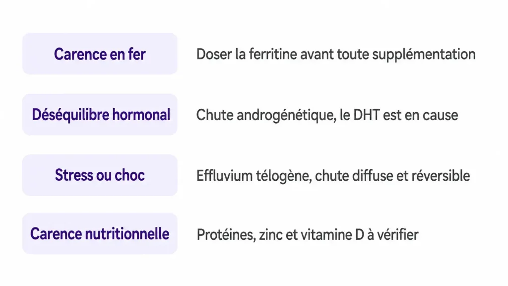 schéma explicatif carences en fer cheveux