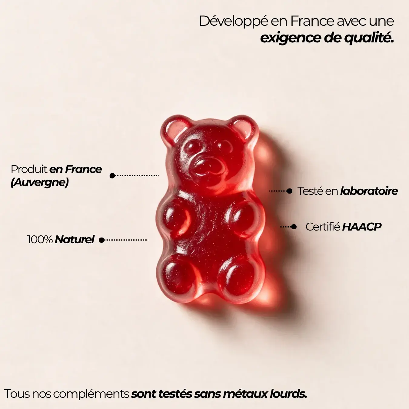 vu macro d'un gummies créatine à la fraise
