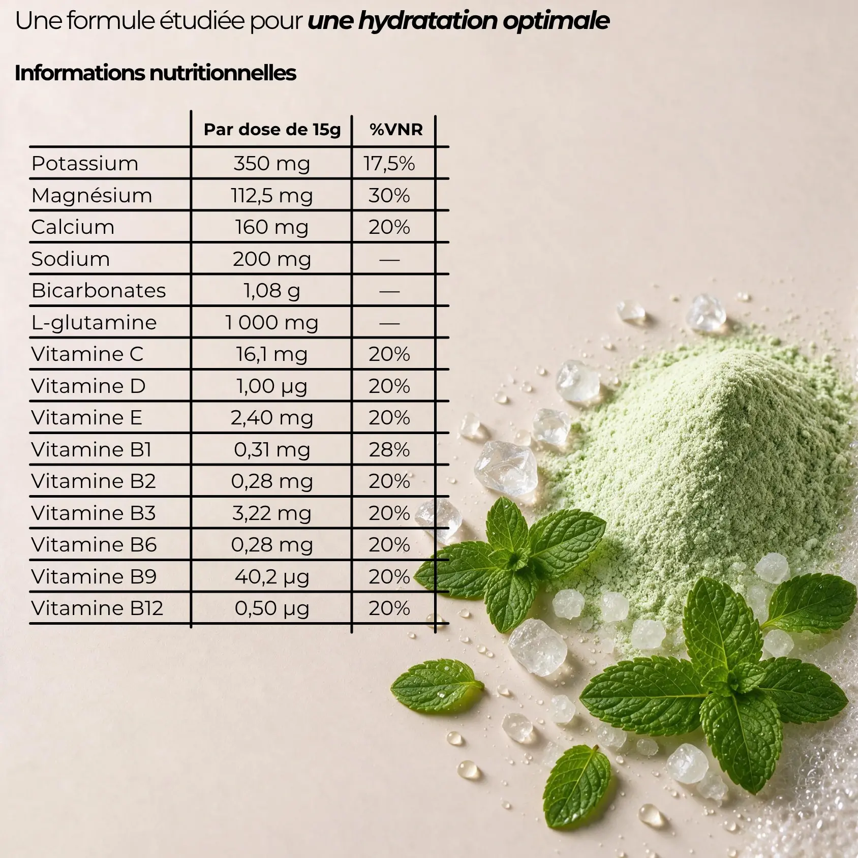 ingrédients actifs dans la boisson d'hydratation électrolyte pour la course à pied