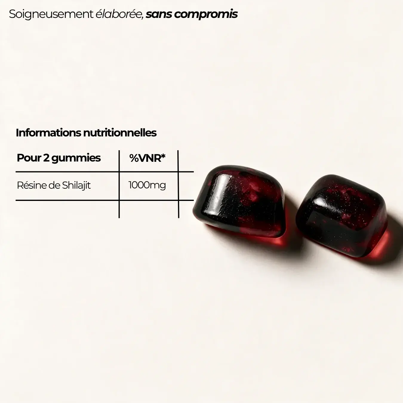 valeurs nutritionnelles shilajit gummies