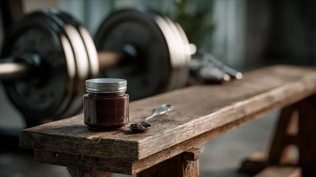 pot de shilajit en résine posé sur une table 