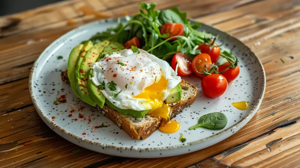 plat bon pour la santé et pour maigrir avec un oeuf, des tomats et du pain