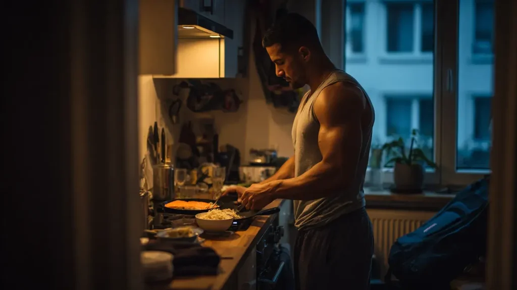 un homme se prépare à manger