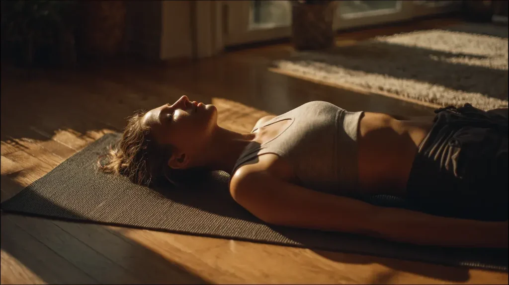 une femme est allongé sur le sol, elle angoisse