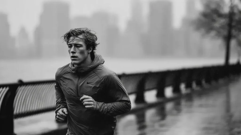 un homme fait son footing l'air angoissé