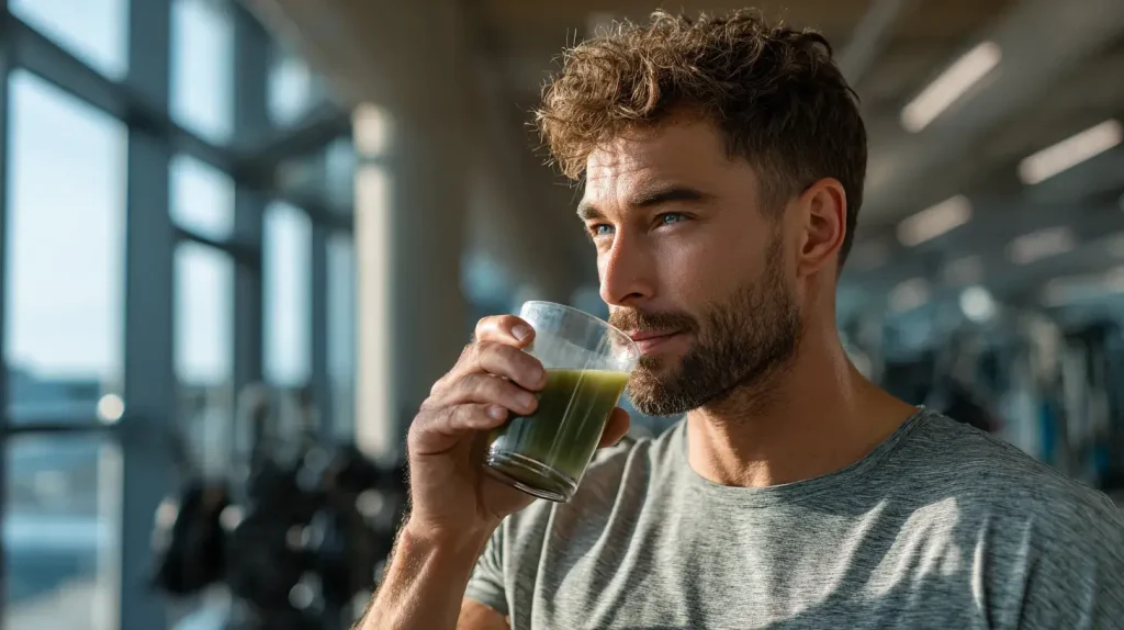un homme boit une tasse de thé