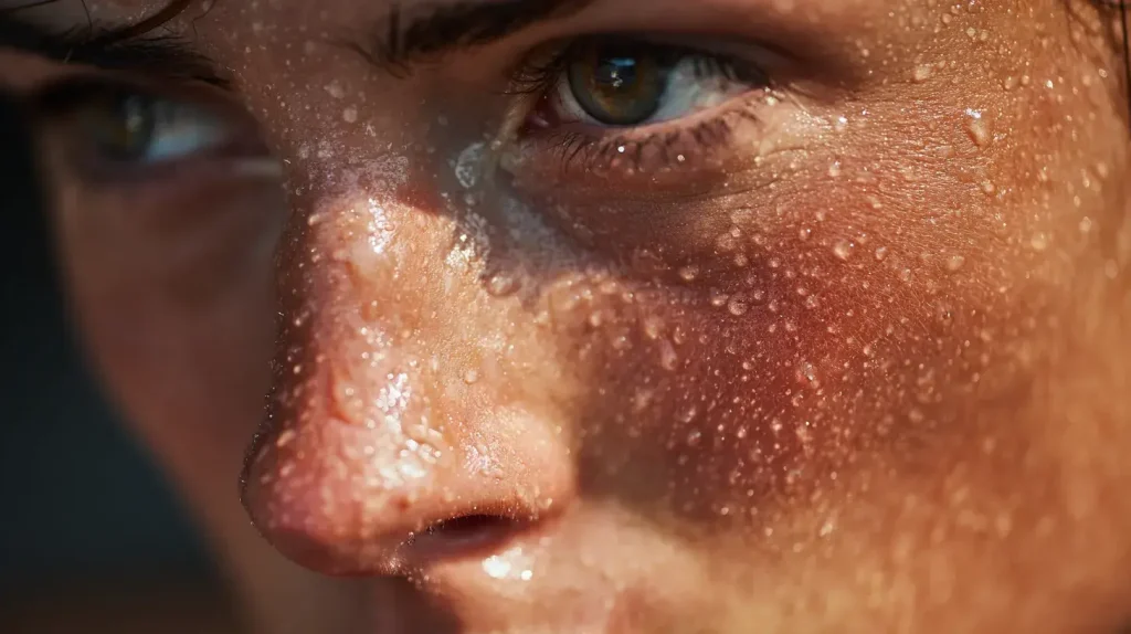 une femme transpire lors de sa séance de sport