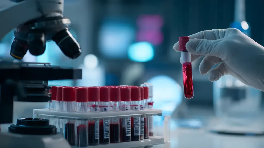 Tubes de prise de sang en laboratoire, l'anadrol étant à l'origine un traitement de l'anémie