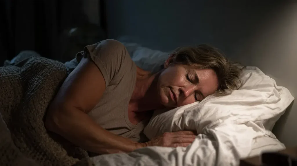 une femme souffre de la cuisse en pleine nuit
